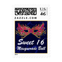 Glitz Sweet 16 Masquerade Party Invitation Stamp
