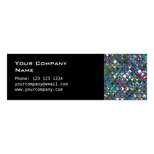 Glitz Tiles Multicoloured 2 side skinny black Business Card (back side)