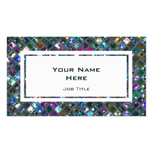 Glitz Tiles Multicoloured 2 white rectangle Business Card Template (front side)