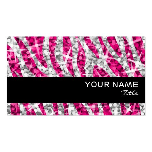 Glitz Zebra Pink  business card black stripe