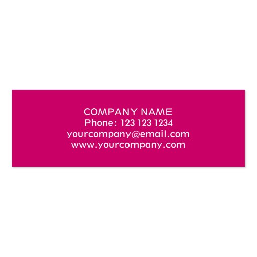 Glitz Zebra Pink business card skinny pink (back side)