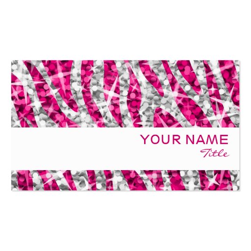 Glitz Zebra Pink business card white stripe