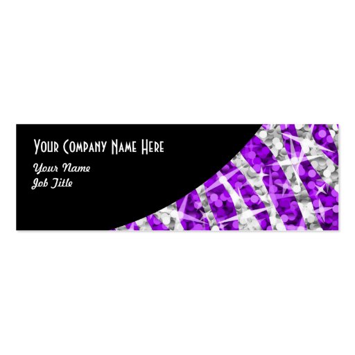 Glitz Zebra Purple Black Curve skinny Business Cards