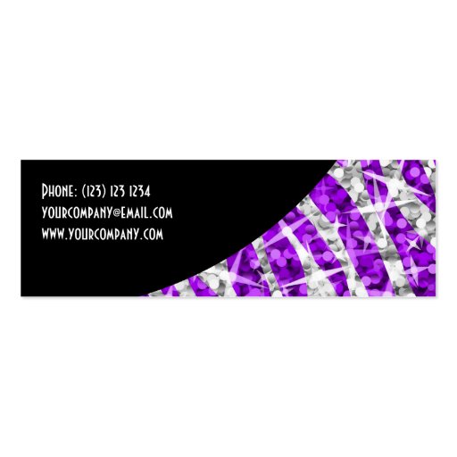 Glitz Zebra Purple Black Curve skinny Business Cards (back side)