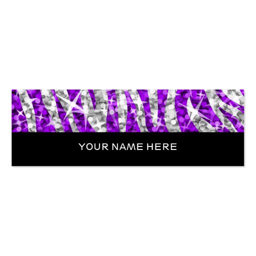 Glitz Zebra Purple business card skinny black (front side)