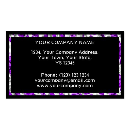 Glitz Zebra Purple rectangle business card black (back side)