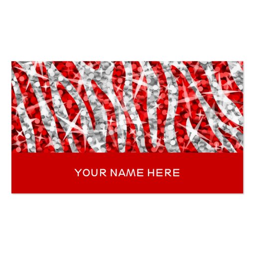 Glitz Zebra Red business card red