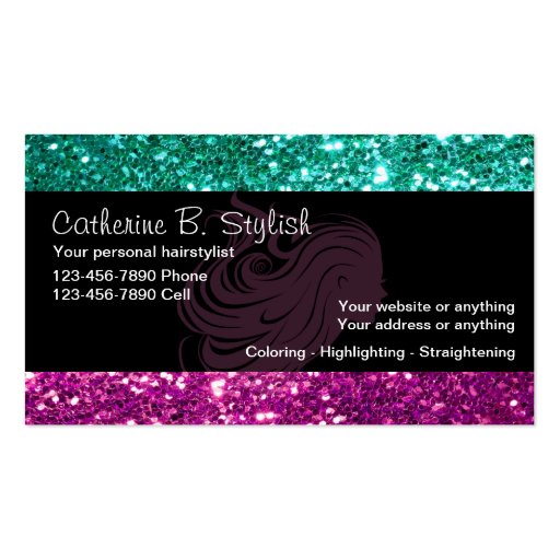 Glitzy Beauty Business Cards (front side)