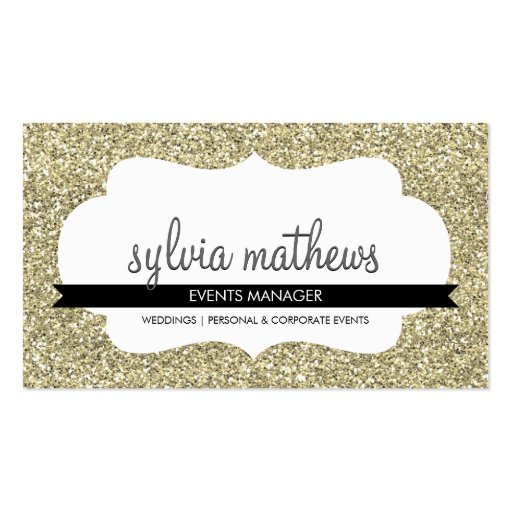 GLITZY BUSINESS CARD sparkly glitter pale gold (front side)