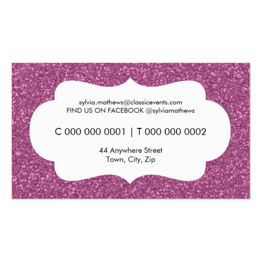 GLITZY BUSINESS CARD sparkly glitter pink (back side)