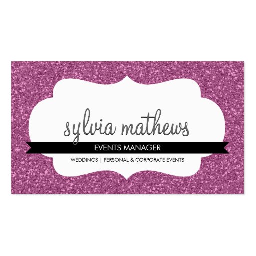 GLITZY BUSINESS CARD sparkly glitter pink (front side)