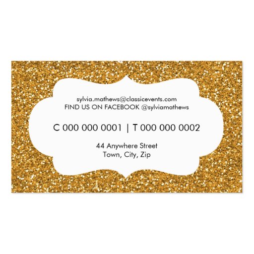 GLITZY BUSINESS CARD sparkly glitter rich gold (back side)