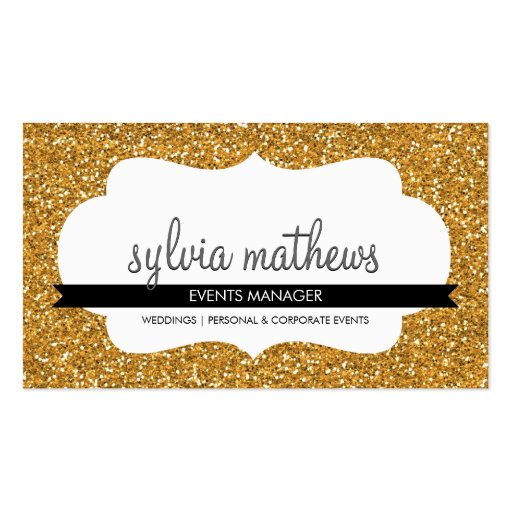 GLITZY BUSINESS CARD sparkly glitter rich gold (front side)