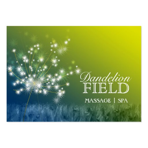 Glitzy Dandelions Massage | Spa Business Cards (front side)