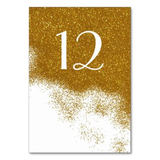 Glitzy Gold Glitter Look Wedding Table Number Card Table Card