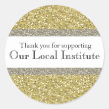 Glitzy Gold Silver Personalized Seal Round Sticker