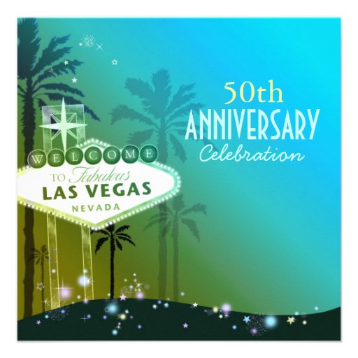 Glitzy Las Vegas 50th Wedding Anniversary Invites
