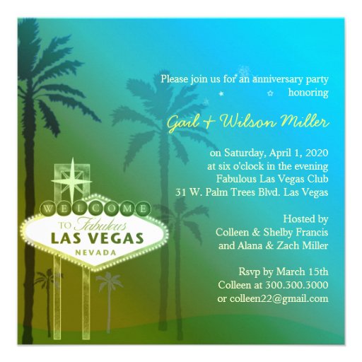 Glitzy Las Vegas 50th Wedding Anniversary Invites