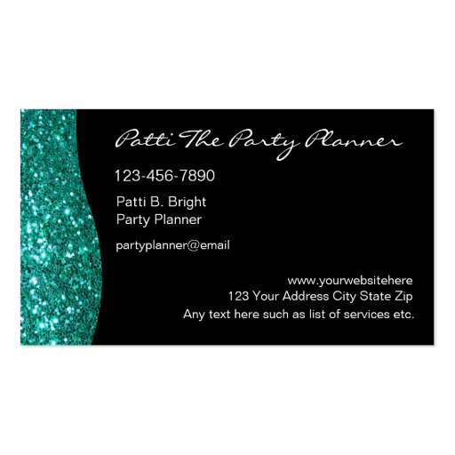 Glitzy Party Planner Business Cards Zazzle