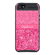 Glitzy Pink Zebra iPhone 5 Covers