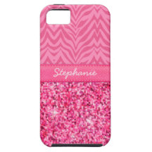 Glitzy Pink Zebra iPhone 5 Covers