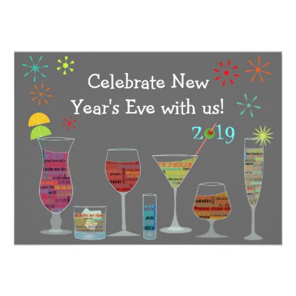 Global Cocktails New Year's Eve Invitation