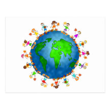Global Fall Kids Postcards