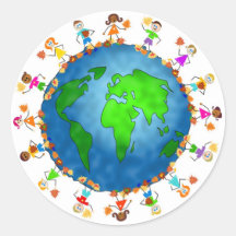Global Fall Kids Round Sticker