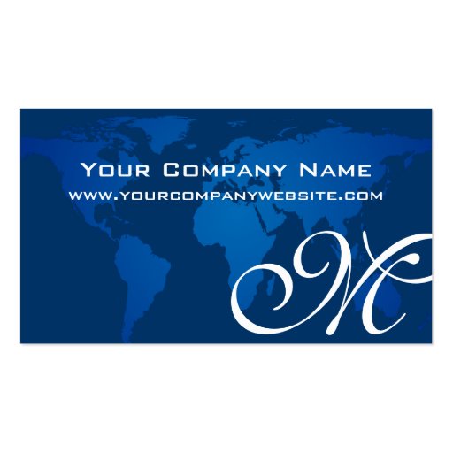 Global Professional Elegant Deep Blue World Map Business Card Templates (back side)