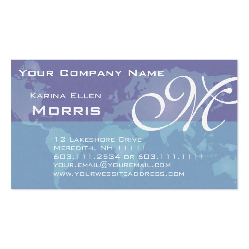 Global Sales and Marketing Blue World Map Business Card Templates (front side)