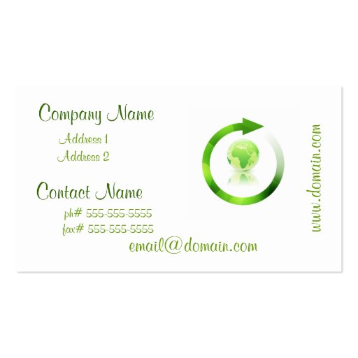 Global Warming Business Cards (front side)