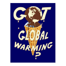 Global Warming Melting IceCream world Satire Postcards