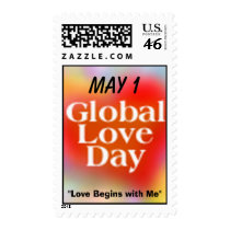 GlobalLoveDay_100, "Love Begins with Me", MAY 1 postage by Lapachi GlobalLoveDay_100, "Love Begins with Me", MAY 1 postage