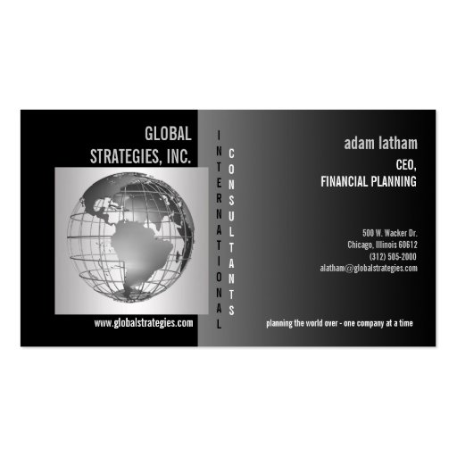 globe business consulting business card (front side)