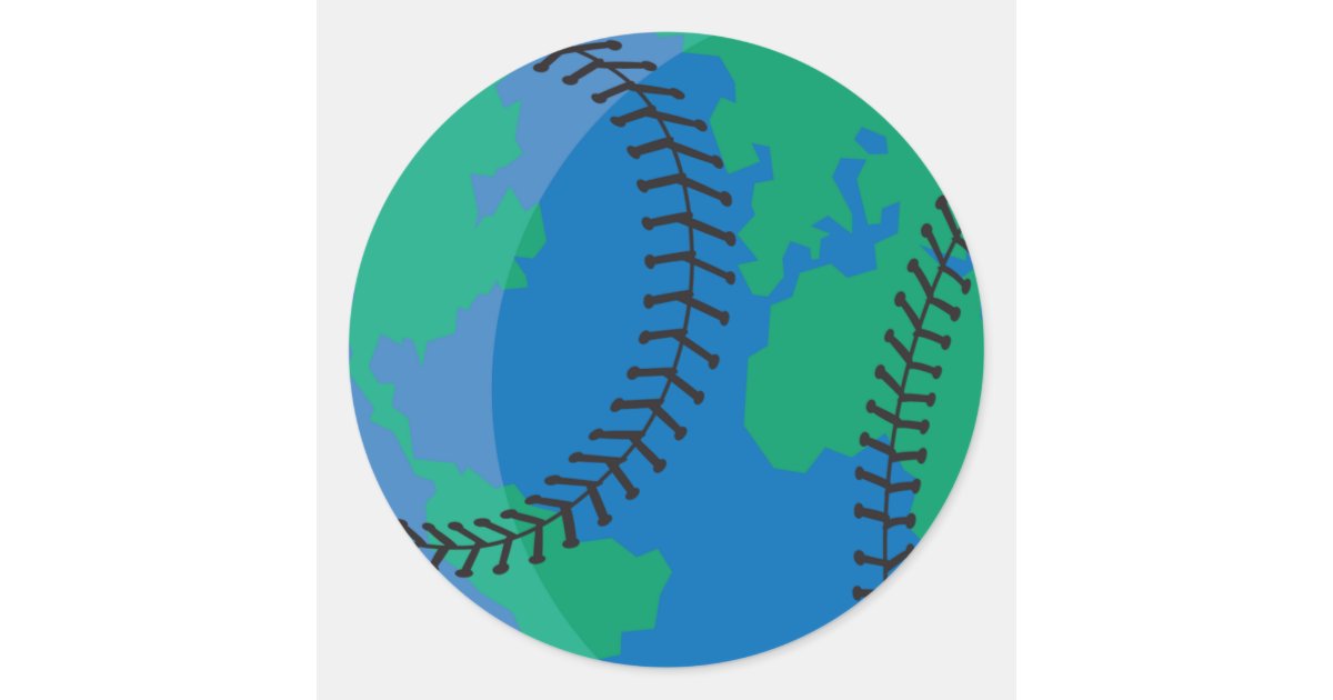 globe earth worldwide baseball classic round sticker Zazzle