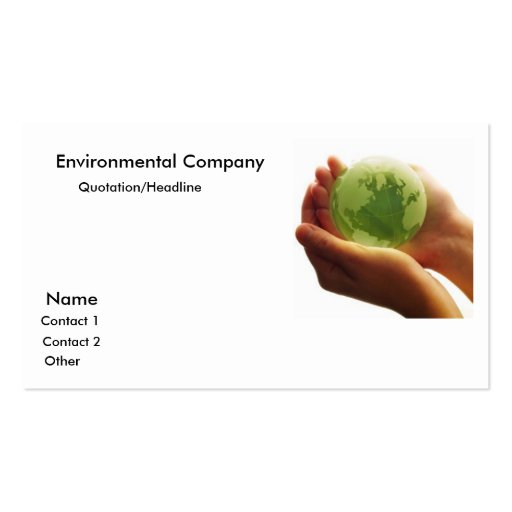 globe-green-hand_world, Environmental Company, ... Business Card Template (front side)