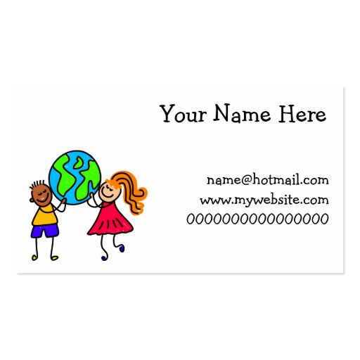 Globe Kids Business Card Template (front side)