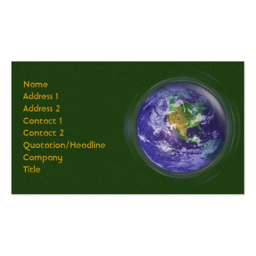 Globe Standard Card Business Card Templates (front side)