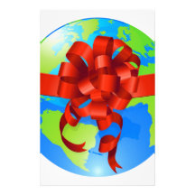 Globe world gift bow concept stationery paper