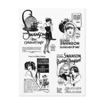 Gloria Swanson Silent Movie ads Post Cards
