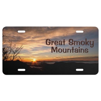 Glorious Great Smoky Mountains sunrise License Plate