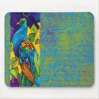 Glorious Peacock Silk Painting Mousepad mousepad