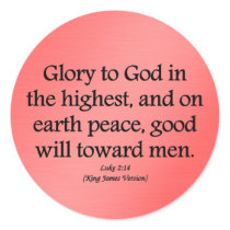 Glory to God in the highest Luke 2:14 Round Sticker