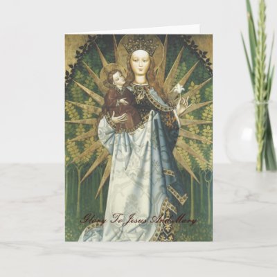 glory to jesus and mary card