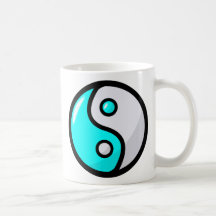 Glossy Aqua Yin Yang in Balance Mug