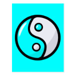 Glossy Aqua Yin Yang in Balance Post Card