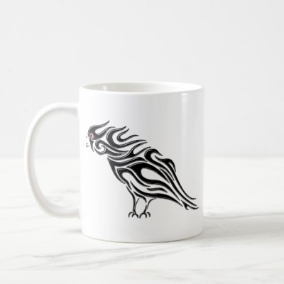 Glossy Black Raven Tattoo Mugs