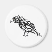 Glossy Black Raven Tattoo Refrigerator Magnets