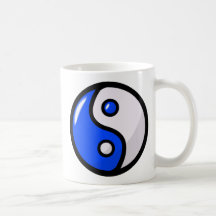 Glossy Blue Yin Yang in Balance Mugs