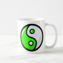 Glossy Green Yin Yang in Balance Mugs